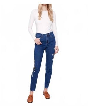 Charlie b Beaded Embroidered Skinny Jeans - Blue