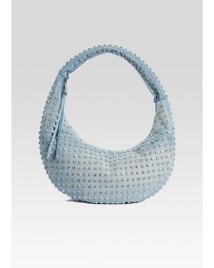 retroféte Elodie Embellished Studded Large Shoulder Bag - Blue