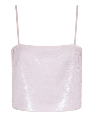 Isabelle Blanche Sequined Straight-Neckline Polyester Tank Top - Pink