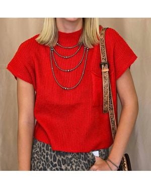 Sweet Generis Devils Towerwestern Ribbed Sweater Top - Red