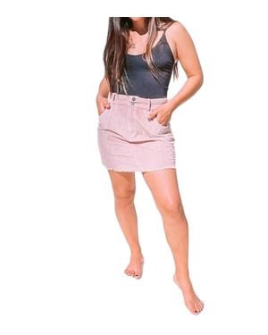 Listicle Corduroy Frayed Mini Skirt - Red