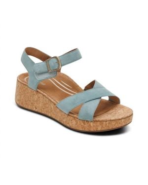 Aetrex Flora Adjustable Quarter Strap Wedge Sandal - Blue