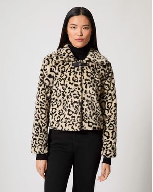 Adrienne Landau Snow Leopard Faux Fur Jacket - Black