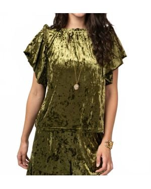 Ivy Jane Velvet Flounce Top - Green