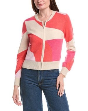 Isla Kali Geo Intarsia Cashmere Bomber Jacket - Red