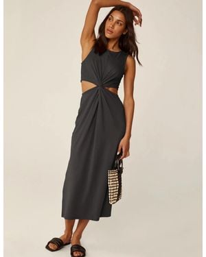 Beyond Yoga Around The World Midi Shift Dress Front Twist Gbo3931 - Natural