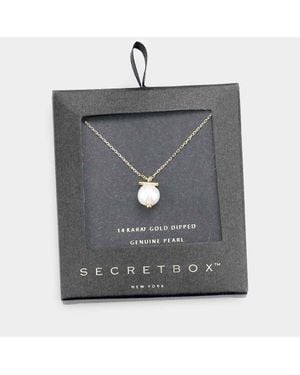 Fashnzfab Secret Box _ 14K Dipped Genuine Pearl Pendant Necklace - Gray