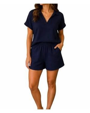 Yelete Relaxed Thin Modal Scuba Pull-On Shorts - Blue