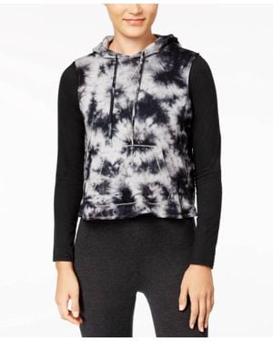 Calvin Klein Tie Dyed Cropped Sleeveless Hoodie - Black
