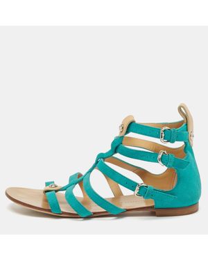 Giuseppe Zanotti Suede Strappy Flat Sandals - Blue
