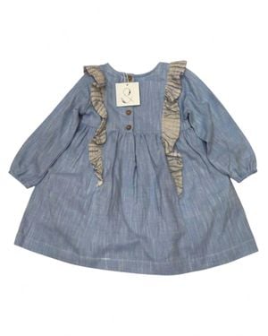 POPPET & FOX Kid's Contrast Ruffle Dress - Blue