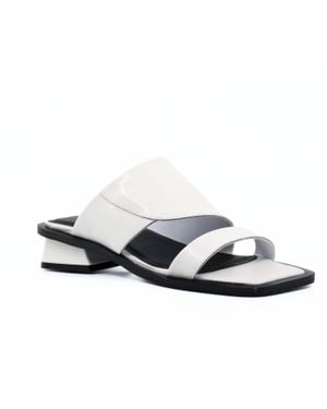 All Black Angle Mule - White