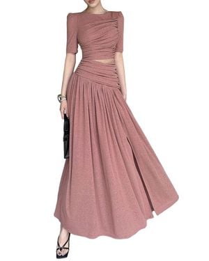 BURRYCO Short Sleeve Solid Maxi Dress - Pink