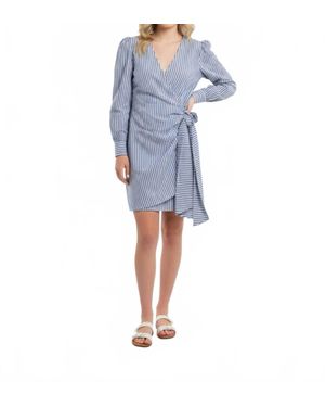 Etcetera Striped Wrap Dress - Blue