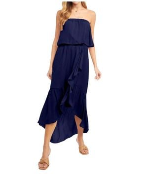 Naked Zebra Reece Maxi High Low Tube Dress - Blue