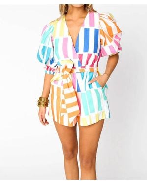 BuddyLove Relaxed Puff Sleeves Romper - Blue