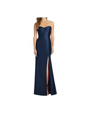 Alfred Sung Strapless Satin Slit Trumpet Gown - Blue