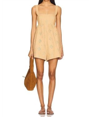 Line & Dot Brin Eyelet Romper - Natural