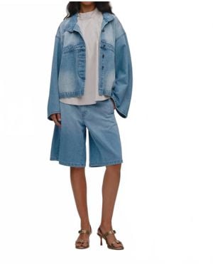 Rabens Saloner Raha Wide Jean Shorts - Blue