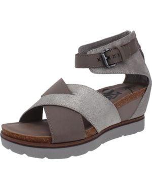 Otbt Teamwork Leather Metallic Wedge Sandals - Brown