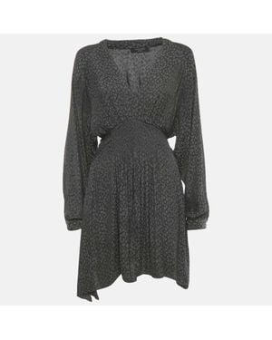 AllSaints Nichola Leopard Print Crepe Mini Dress - Gray