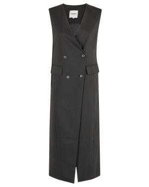 LA PISCINE Tailored Midi Dress With V-Neck - Black