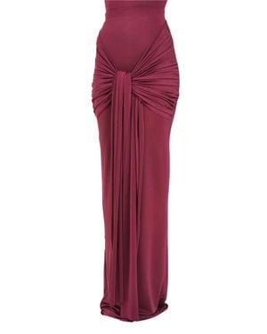 SANTAS Ruched Lycra Maxi Skirt - Red