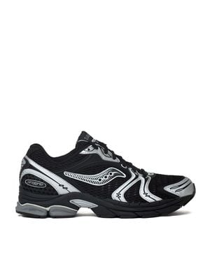 Saucony Progrid Triumph 4 Open-Pore Mesh Leather Sneakers - Black