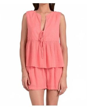 Elan Peplum Gauze Tank - Pink