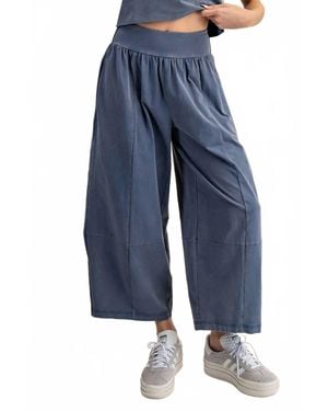 Eesome Mineral Washed Wide Leg Pants - Blue
