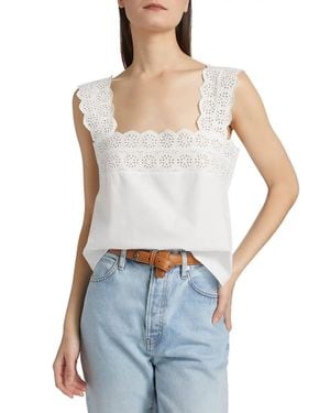 FRAME Eyelet Tank Top - Blue
