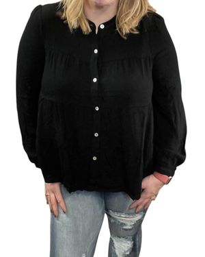 Eesome Tiered Button Front Top - Black