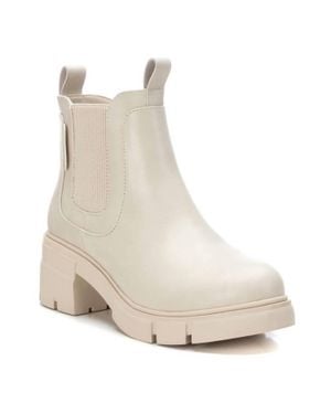 Xti Ankle Leather Booties - Natural