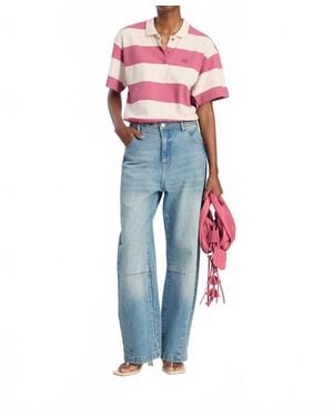 Munthe Organic Cotton Stripe Polo Shirt - Blue