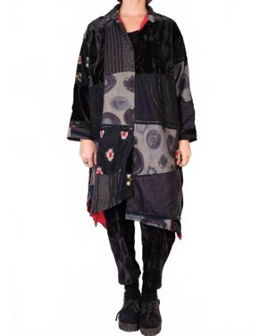 mSquare Plot Patch Jacket Duster - Black