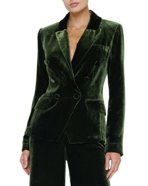 L'Agence Kenzie Double Breasted Silk-Blend Blazer - Green