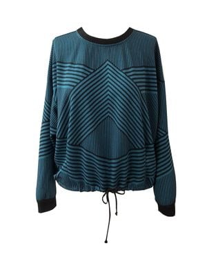 Eva Franco Stripe Brit Wit Sweatshirt Top - Blue