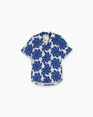 Oas Nebula Cuba Linen Shirt - Blue