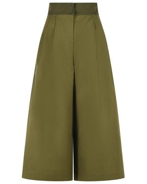 Zimmermann Structured High Waist Cotton Culotte Pants - Green