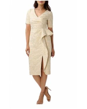 Aidan Mattox V-Neck Sheath Dress - Natural