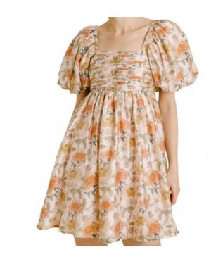 AUREUM Ruched Shirred Mini Dress - Natural