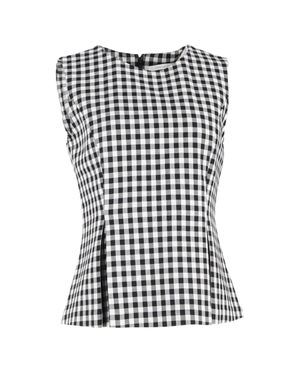 Diane von Furstenberg Gingham Peplum Top - Black
