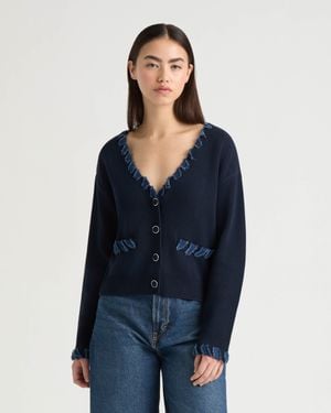 NVLT Cardigan With Denim Trim - Blue