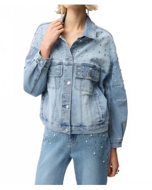 Joseph Ribkoff Pearls And Studs Oversized Jacket - Blue
