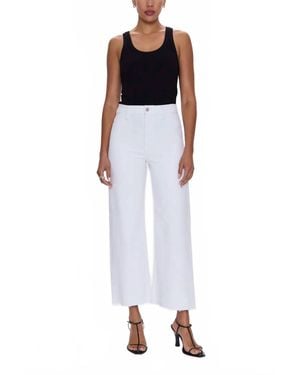 Pistola Penny Crop High Waist Raw Hem Wide Leg Jeans - White