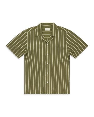Aimé Leon Dore Silk Blend Striped Button-Down - Green