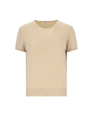 Malo Cashmere Short-Sleeved Top - Natural
