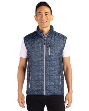 Cutter & Buck Rainier Primaloft Eco Insulated Full Zip Printed Puffer Vest - Blue