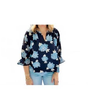 J joy Floral Peasant Blouse - Blue