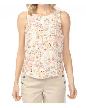 Charlie b Printed Sleeveless Rounded Hem Top - White